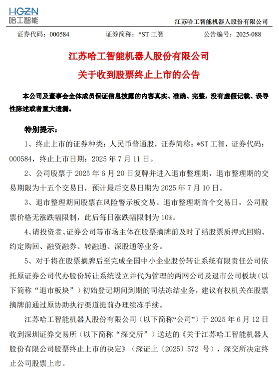 在线股票配资网站 000584，即将退市